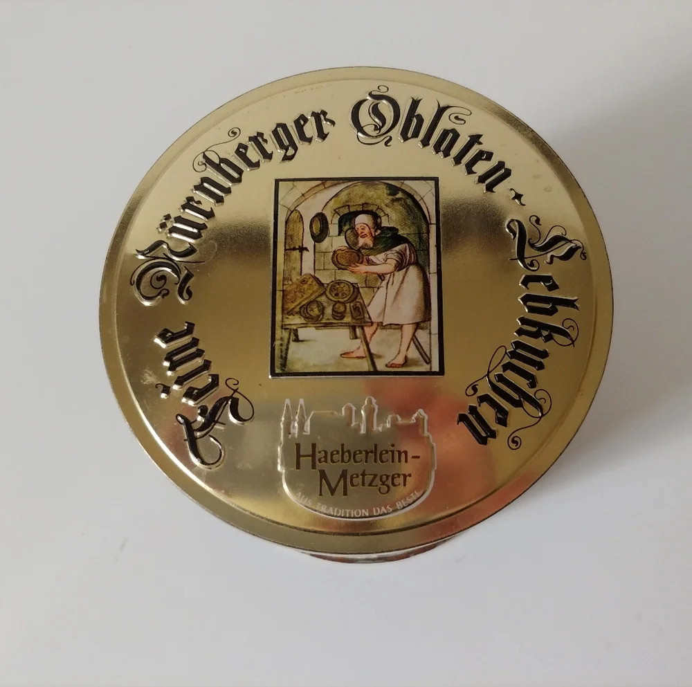 Vintage Cookie Tin German Lebkuchen Tin Graphics 1990